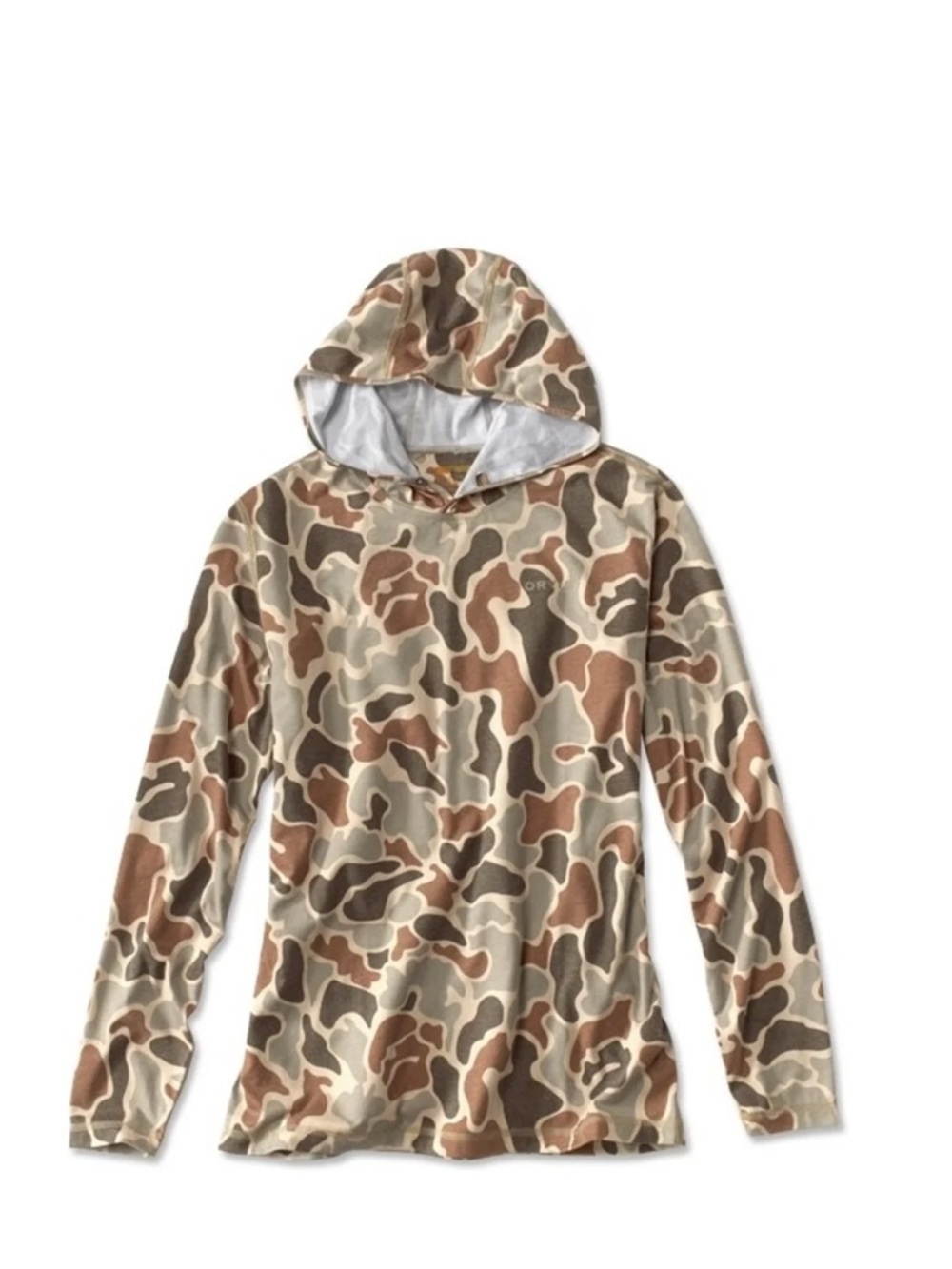 Orvis Dri-release hoodie. Brown camo print